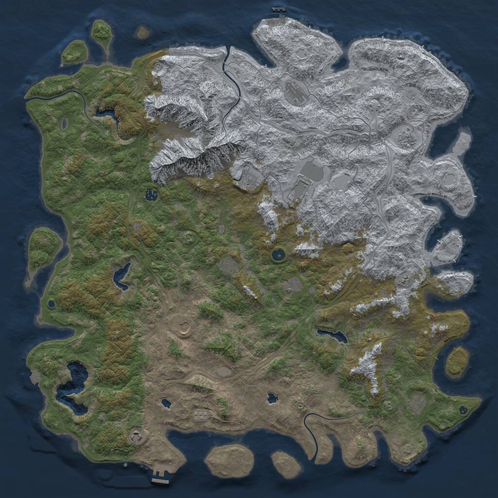 Rust Map: Procedural Map, Size: 6000, Seed: 1011114070, 17 Monuments