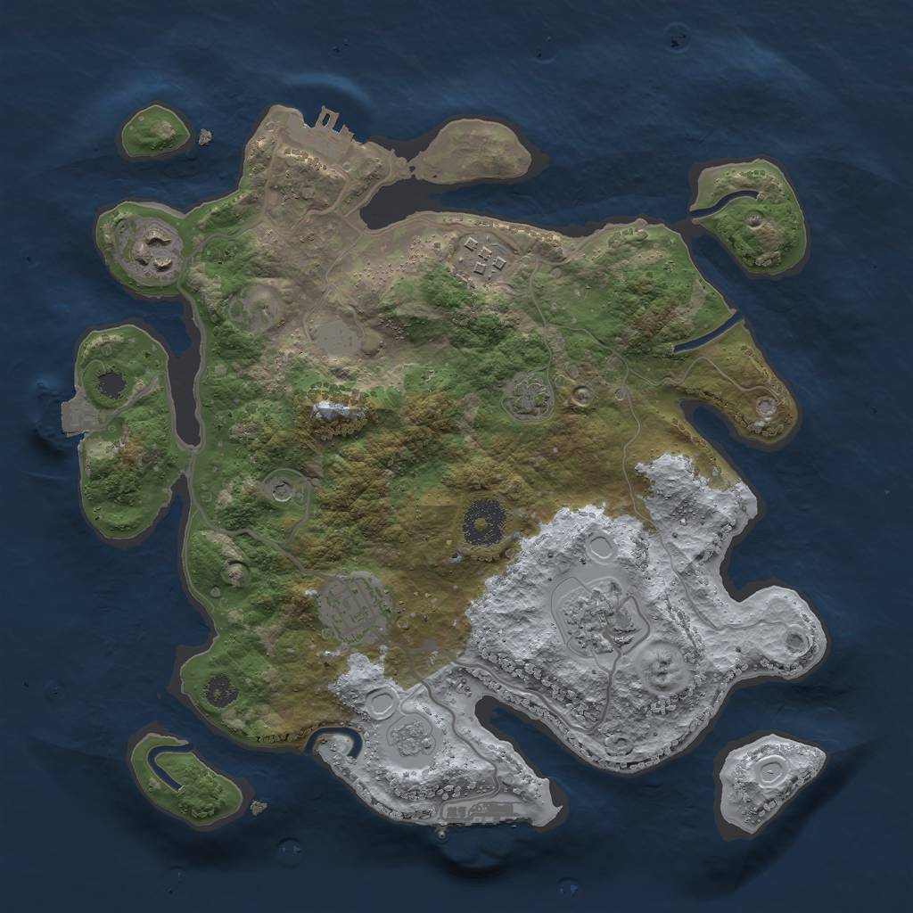 Rust Map: Procedural Map, Size: 3000, Seed: 349527446, 12 Monuments