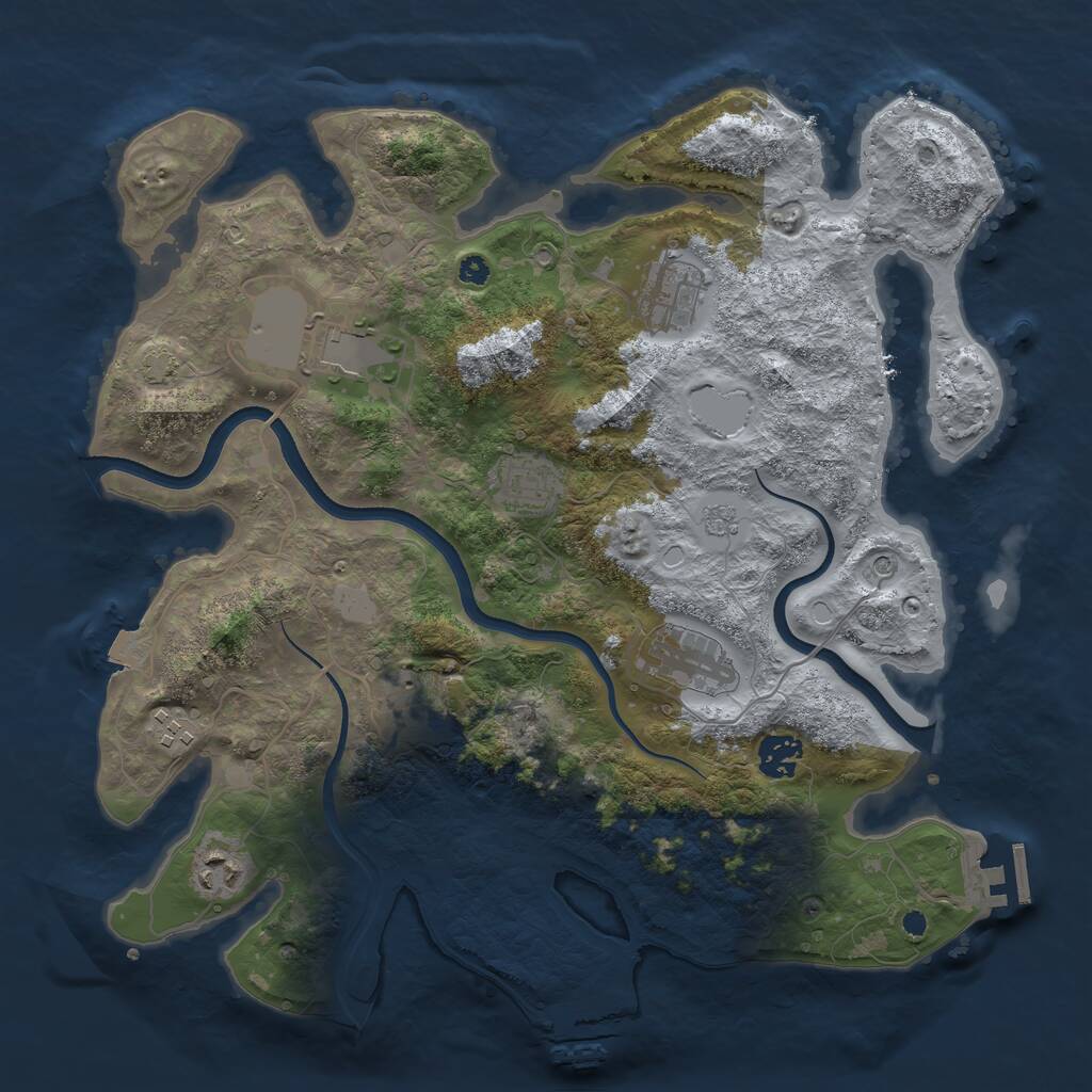 Rust Map: Procedural Map, Size: 3650, Seed: 73356329, 14 Monuments