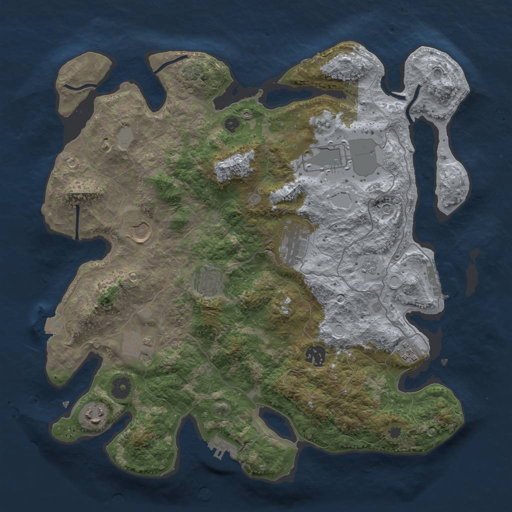 Rust Map: Procedural Map, Size: 3650, Seed: 73356329, 16 Monuments