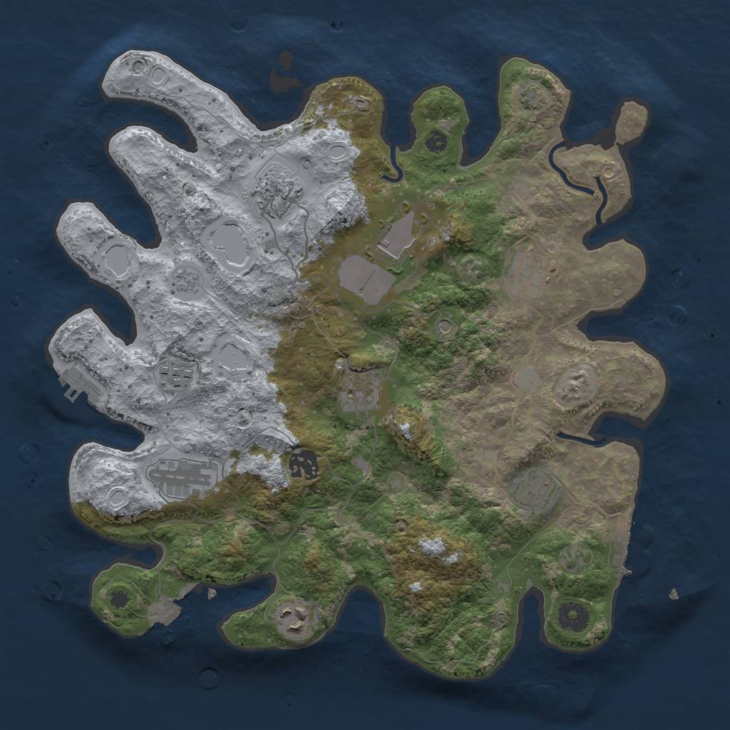 Rust Map: Procedural Map, Size: 3550, Seed: 6325073, 17 Monuments