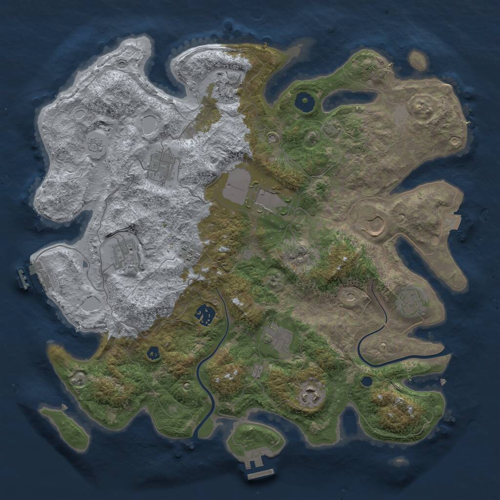 Rust Map: Procedural Map, Size: 3800, Seed: 47540230, 16 Monuments