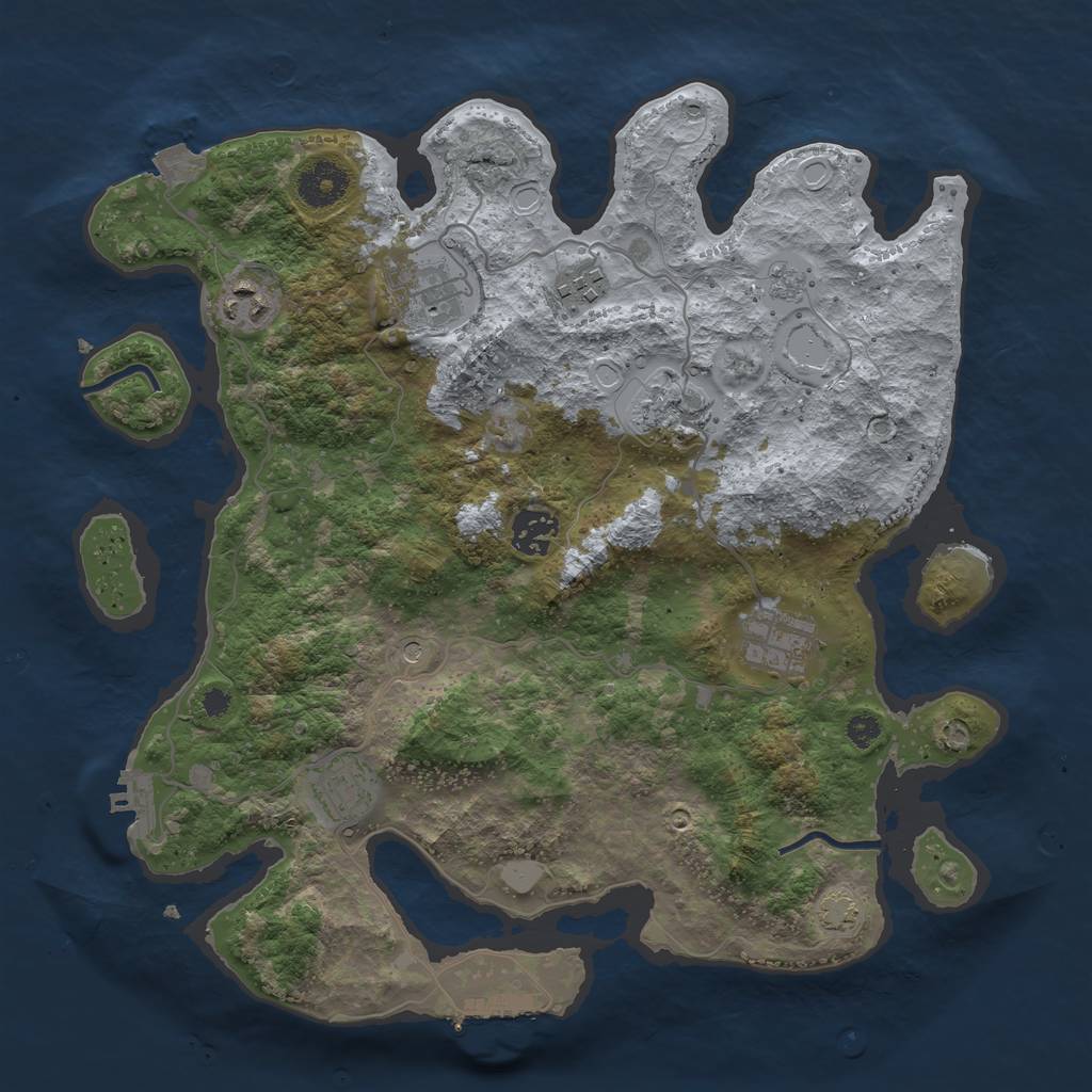 Rust Map: Procedural Map, Size: 3450, Seed: 45475478, 15 Monuments