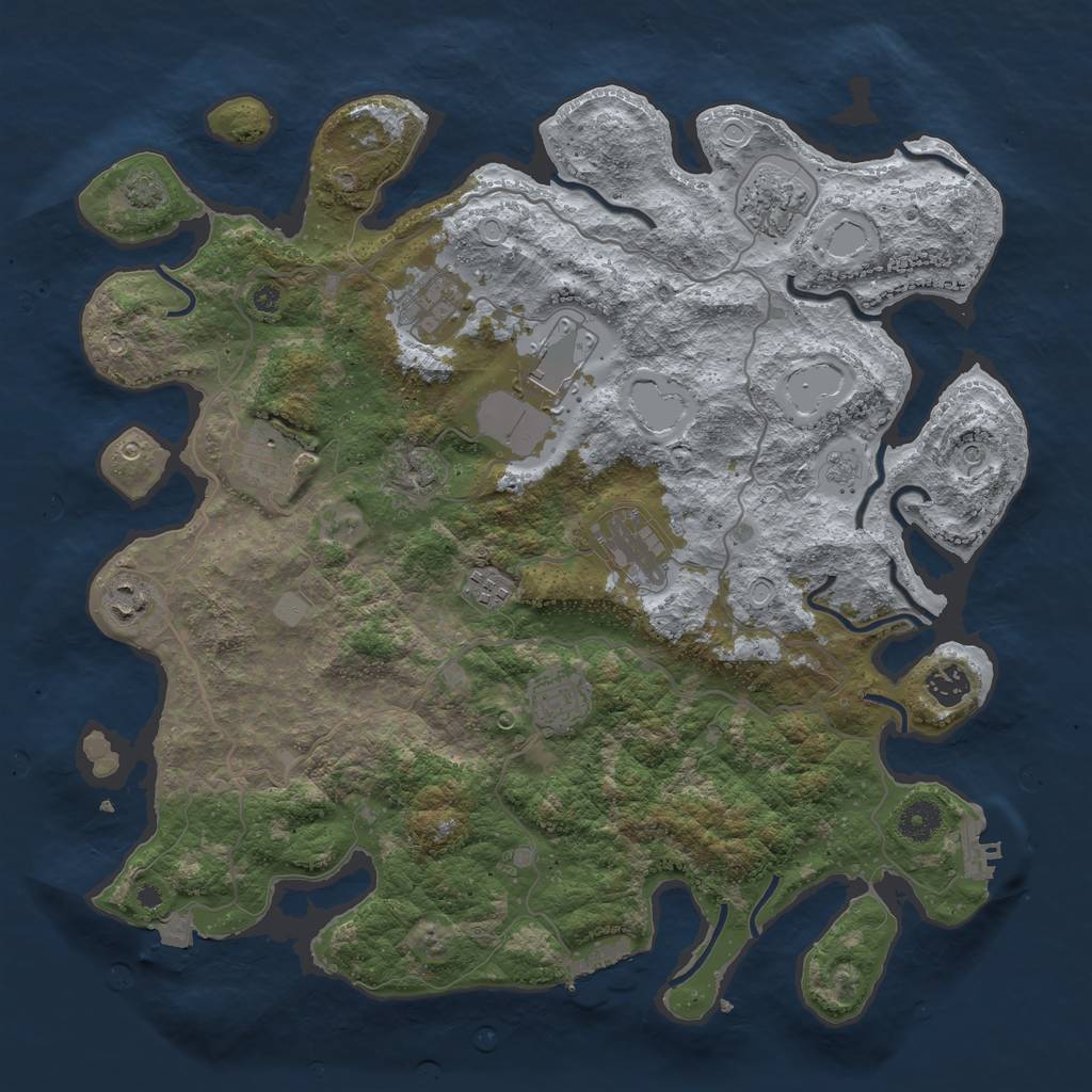 Rust Map: Procedural Map, Size: 4000, Seed: 69819950, 17 Monuments