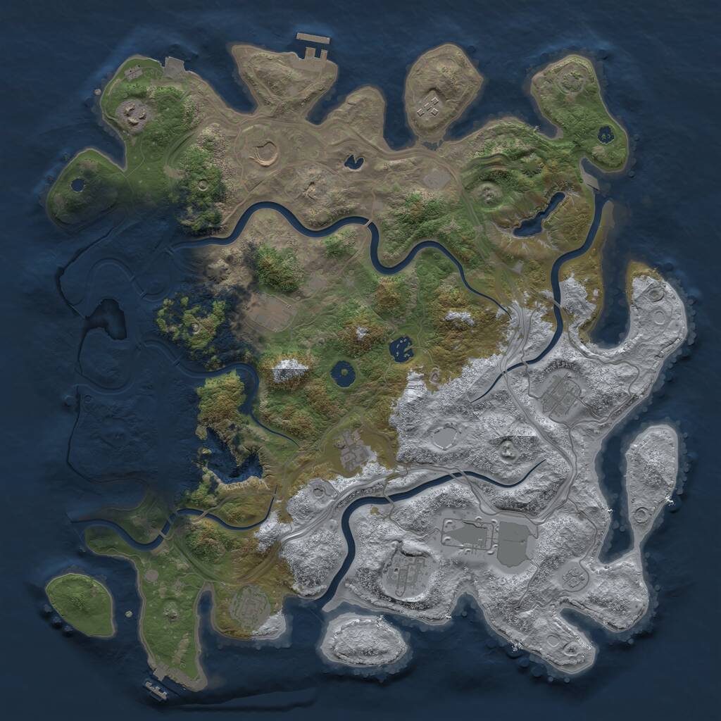 Rust Map: Procedural Map, Size: 4400, Seed: 72567645, 16 Monuments