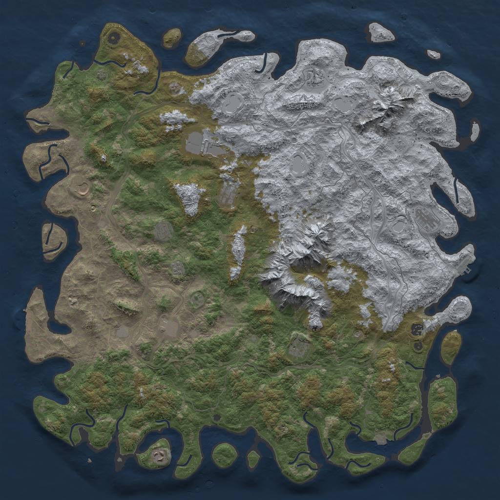 Rust Map: Procedural Map, Size: 6000, Seed: 5552846, 19 Monuments