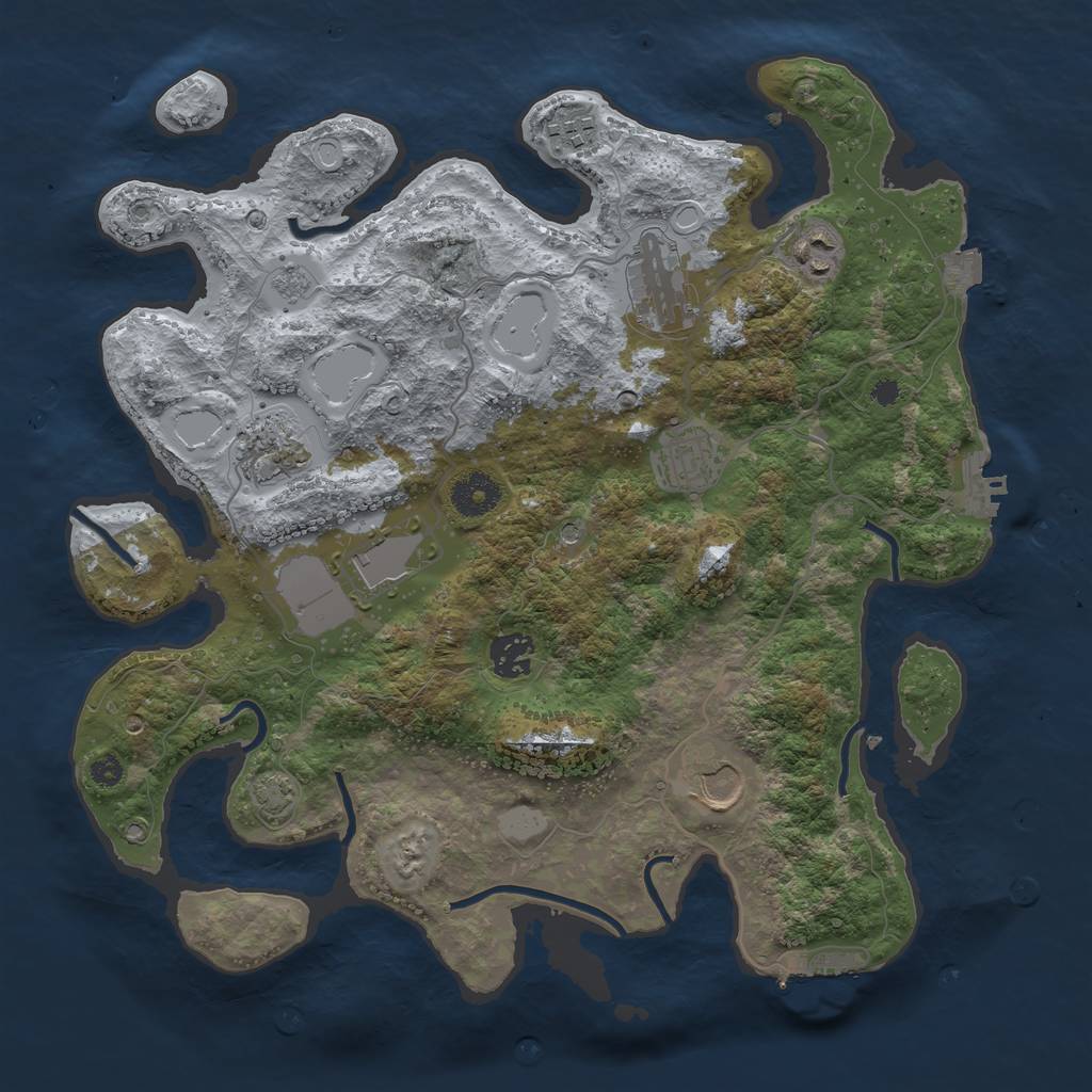Rust Map: Procedural Map, Size: 3550, Seed: 12101473, 16 Monuments
