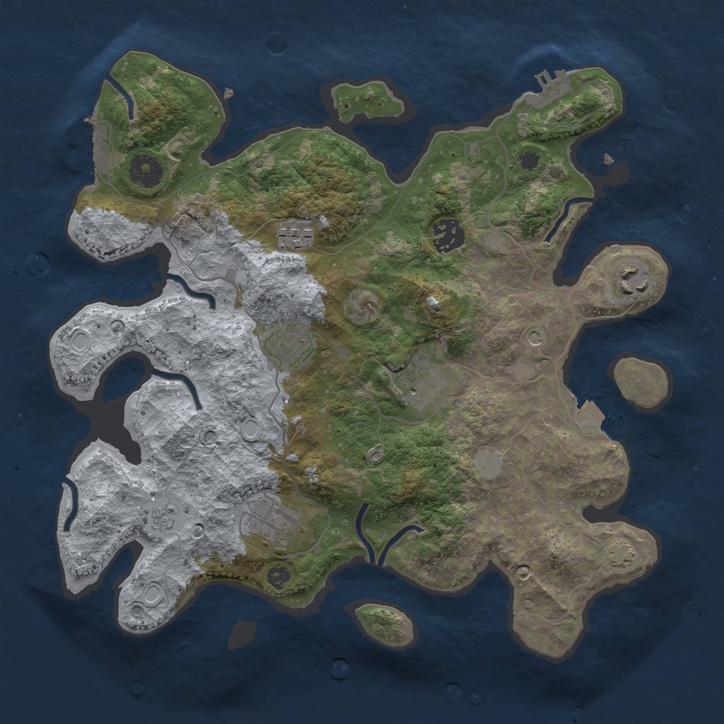 Rust Map: Procedural Map, Size: 3250, Seed: 45646, 14 Monuments