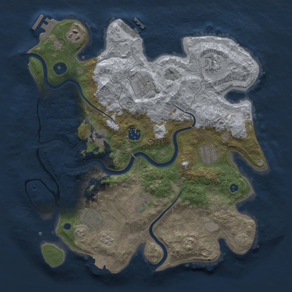 Rust Map: Procedural Map, Size: 3450, Seed: 20346510, 15 Monuments