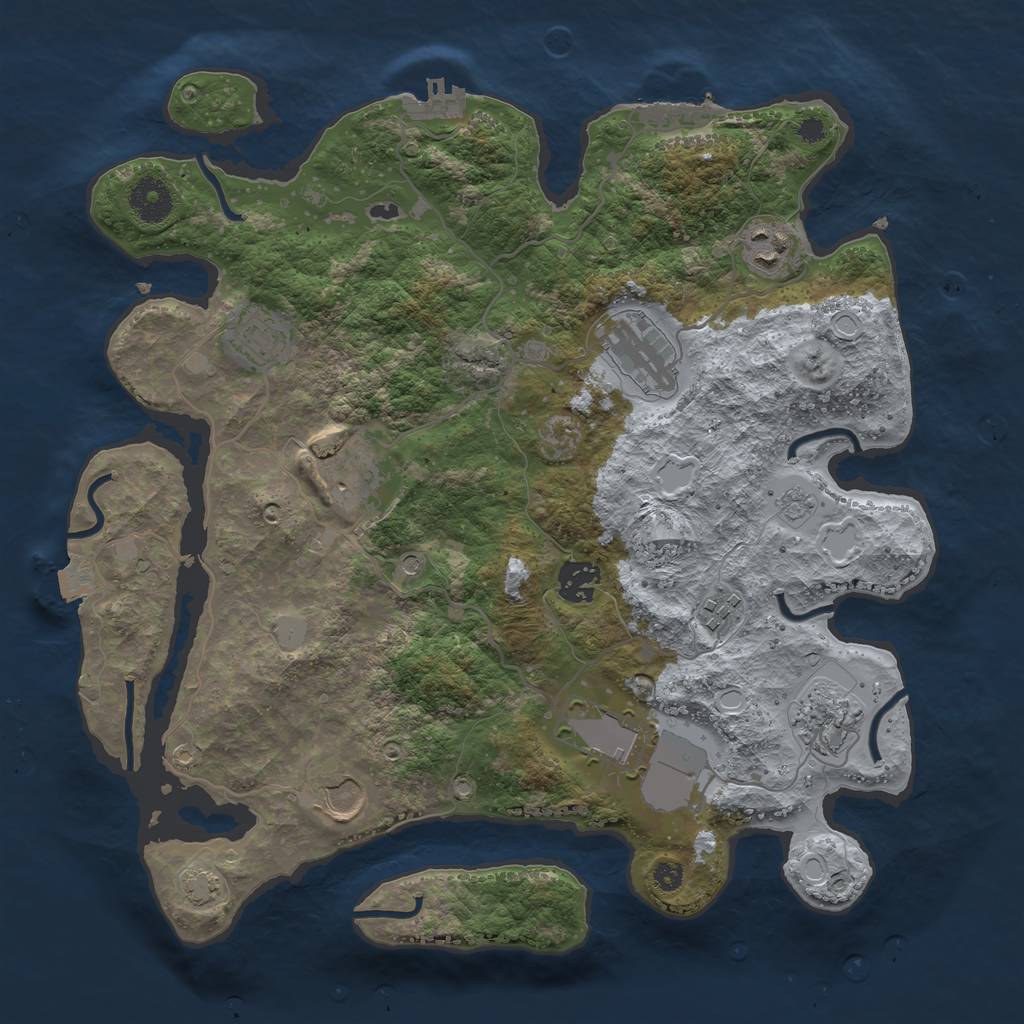 Rust Map: Procedural Map, Size: 3550, Seed: 46840391, 17 Monuments