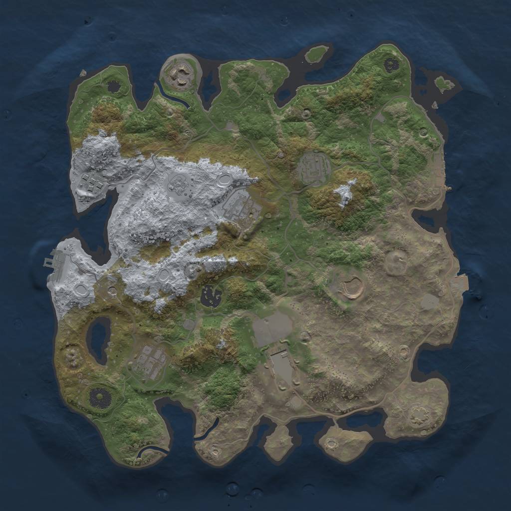 Rust Map: Procedural Map, Size: 3500, Seed: 974465, 16 Monuments
