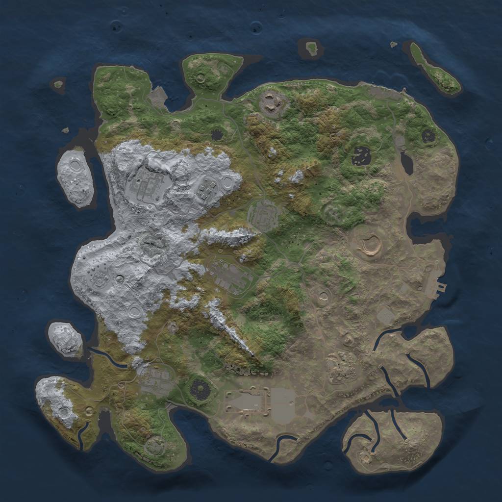 Rust Map: Procedural Map, Size: 3700, Seed: 56405606, 18 Monuments