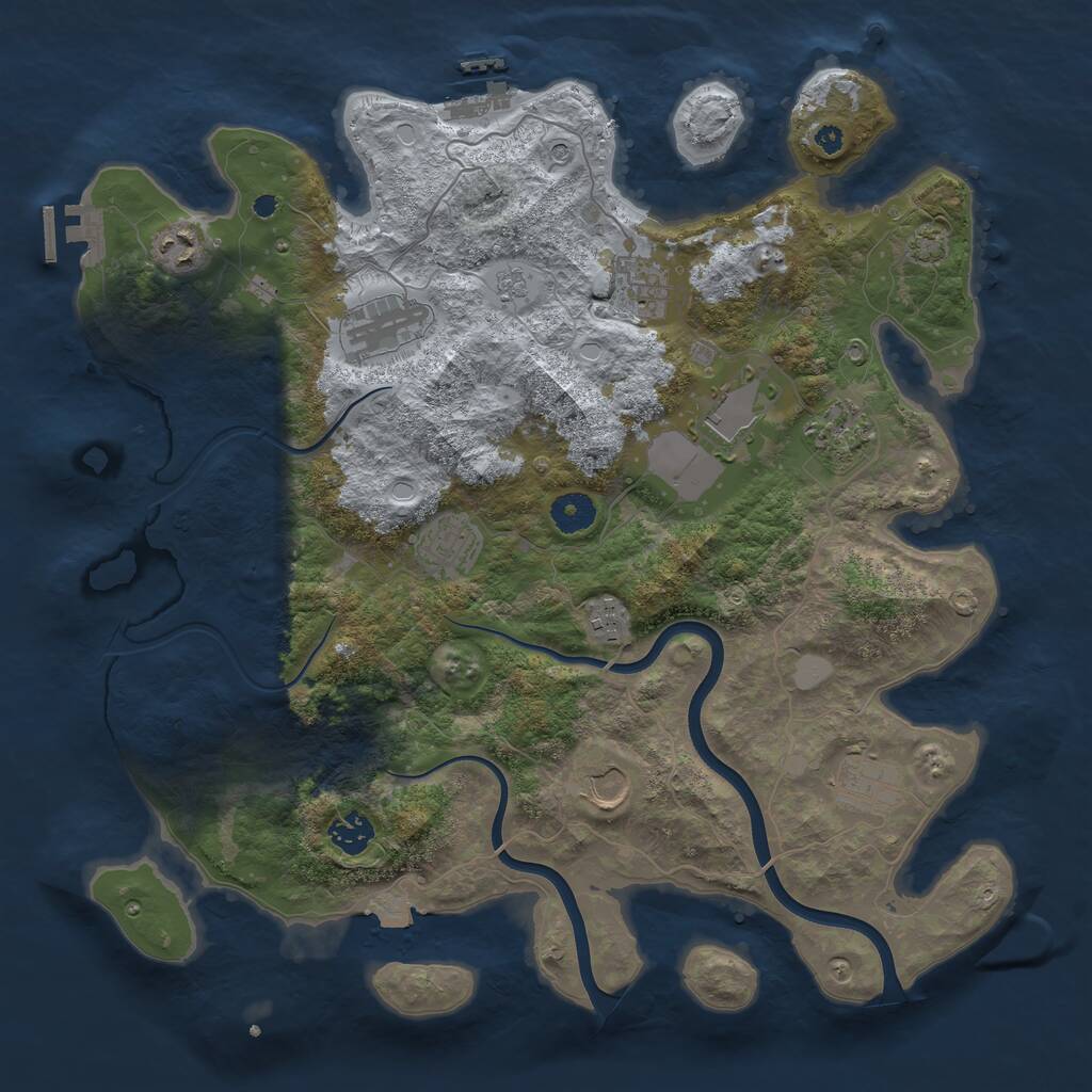 Rust Map: Procedural Map, Size: 3900, Seed: 73229556, 16 Monuments