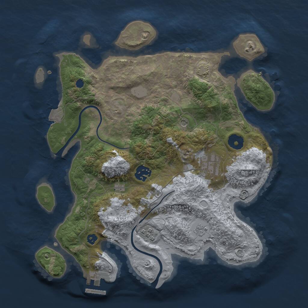 Rust Map: Procedural Map, Size: 3000, Seed: 195209894, 8 Monuments