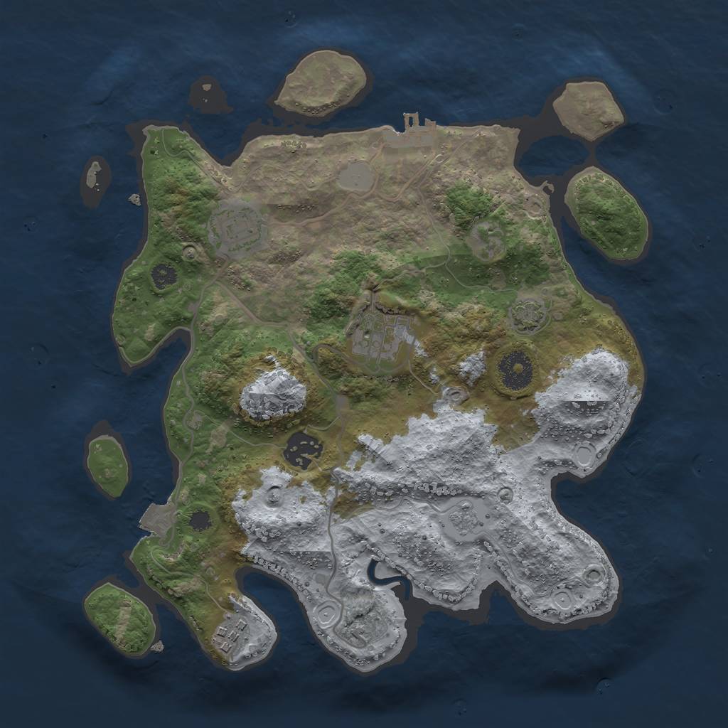 Rust Map: Procedural Map, Size: 3000, Seed: 195209894, 10 Monuments