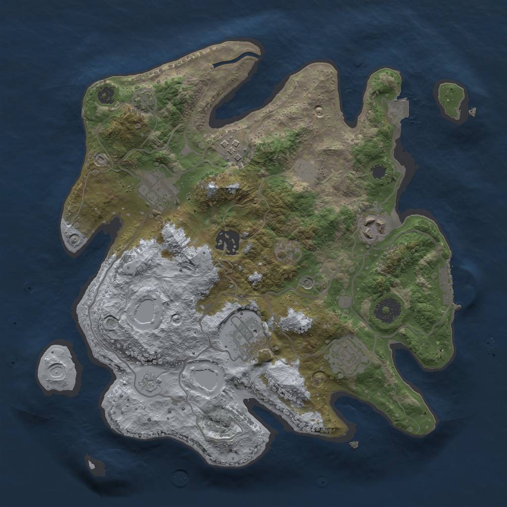 Rust Map: Procedural Map, Size: 3000, Seed: 422957133, 13 Monuments
