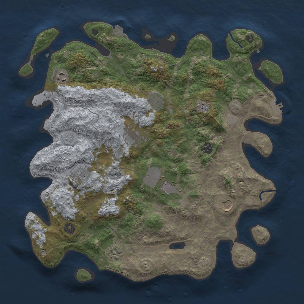 Rust Map: Procedural Map, Size: 4000, Seed: 456489745, 16 Monuments