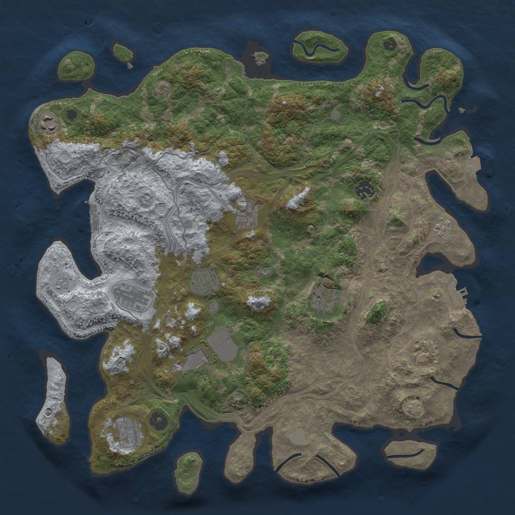 Rust Map: Procedural Map, Size: 4250, Seed: 716539259, 18 Monuments