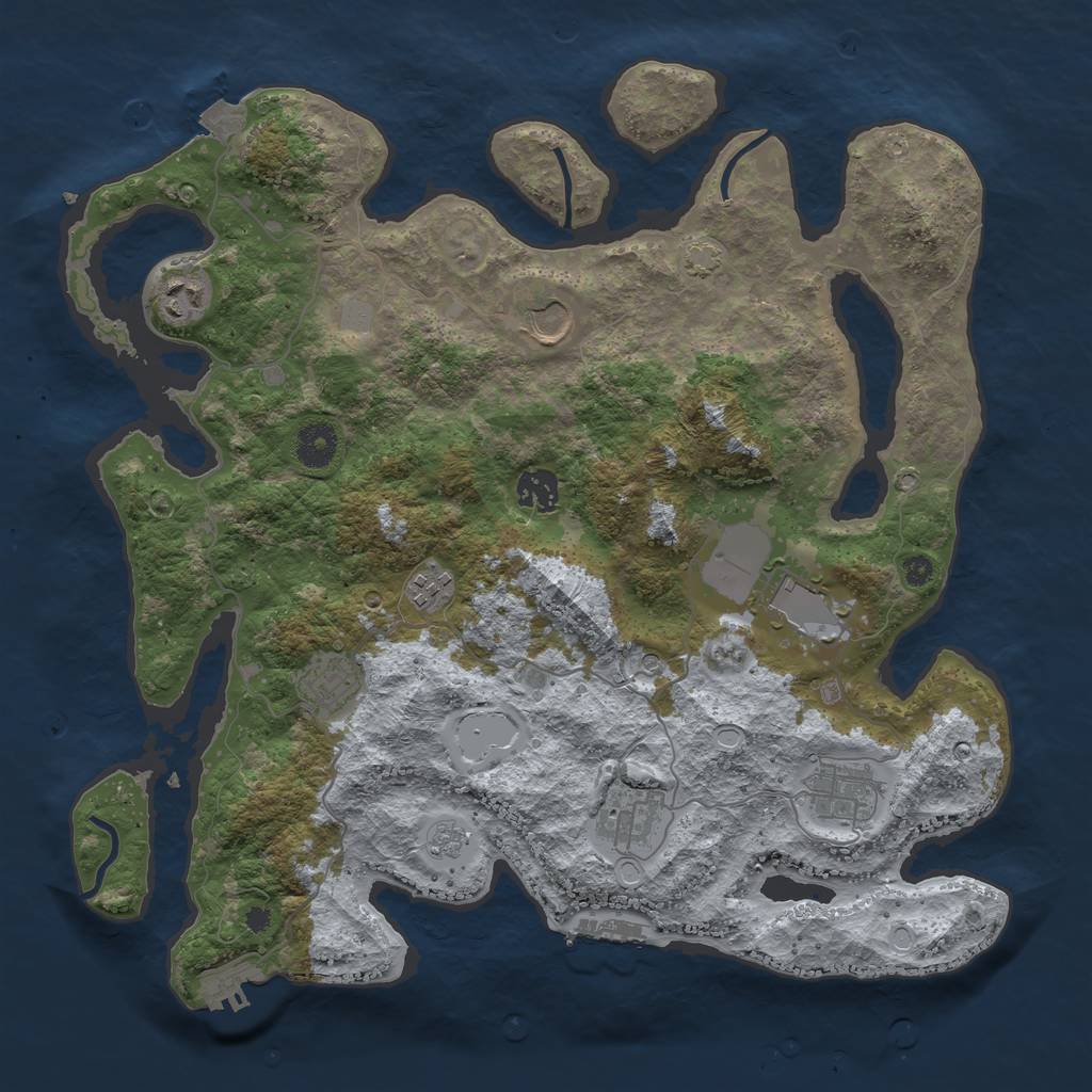 Rust Map: Procedural Map, Size: 3750, Seed: 230803006, 16 Monuments