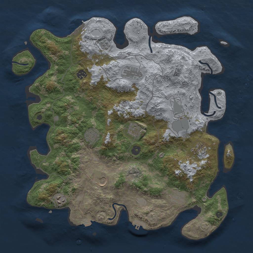 Rust Map: Procedural Map, Size: 4000, Seed: 1362109159, 18 Monuments
