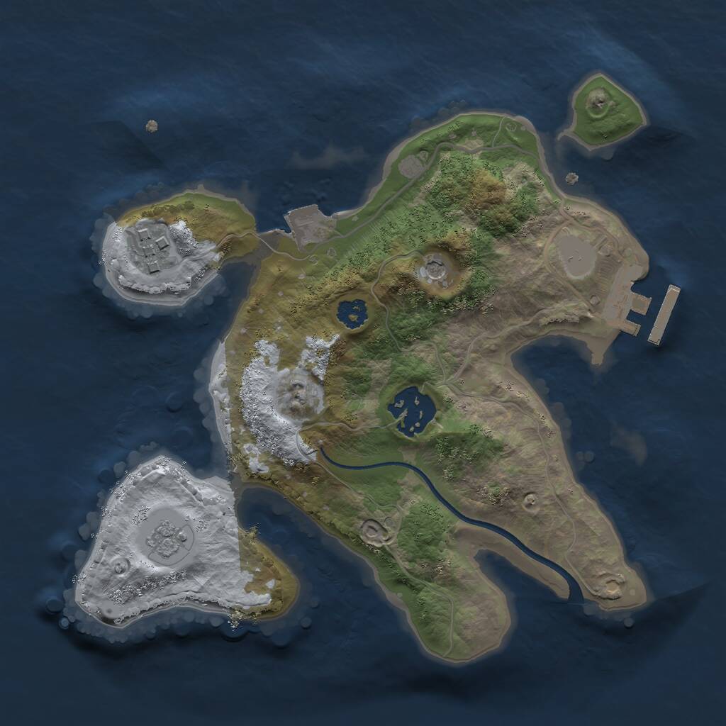Rust Map: Procedural Map, Size: 2400, Seed: 695824915, 6 Monuments