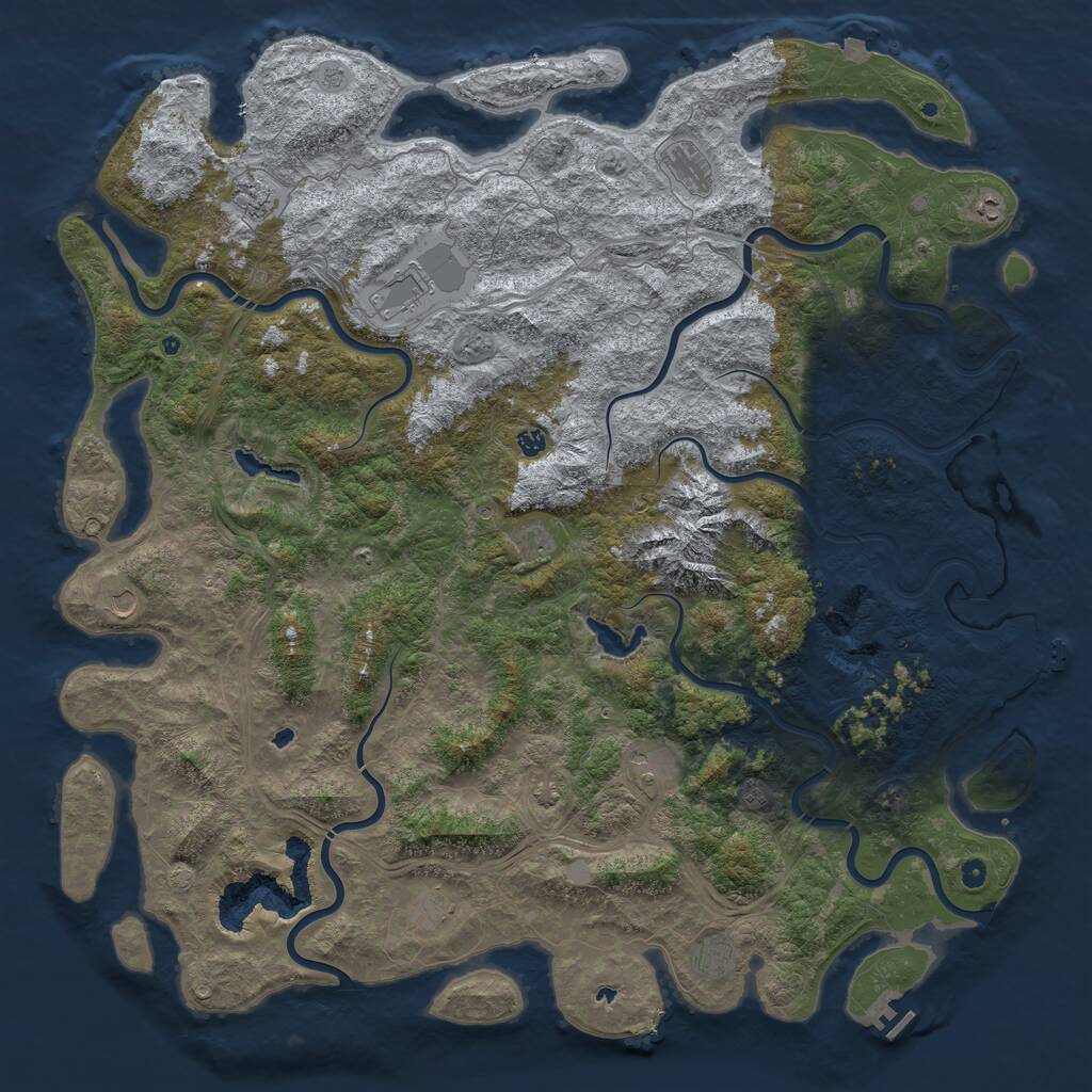 Rust Map: Procedural Map, Size: 6000, Seed: 1343607493, 17 Monuments