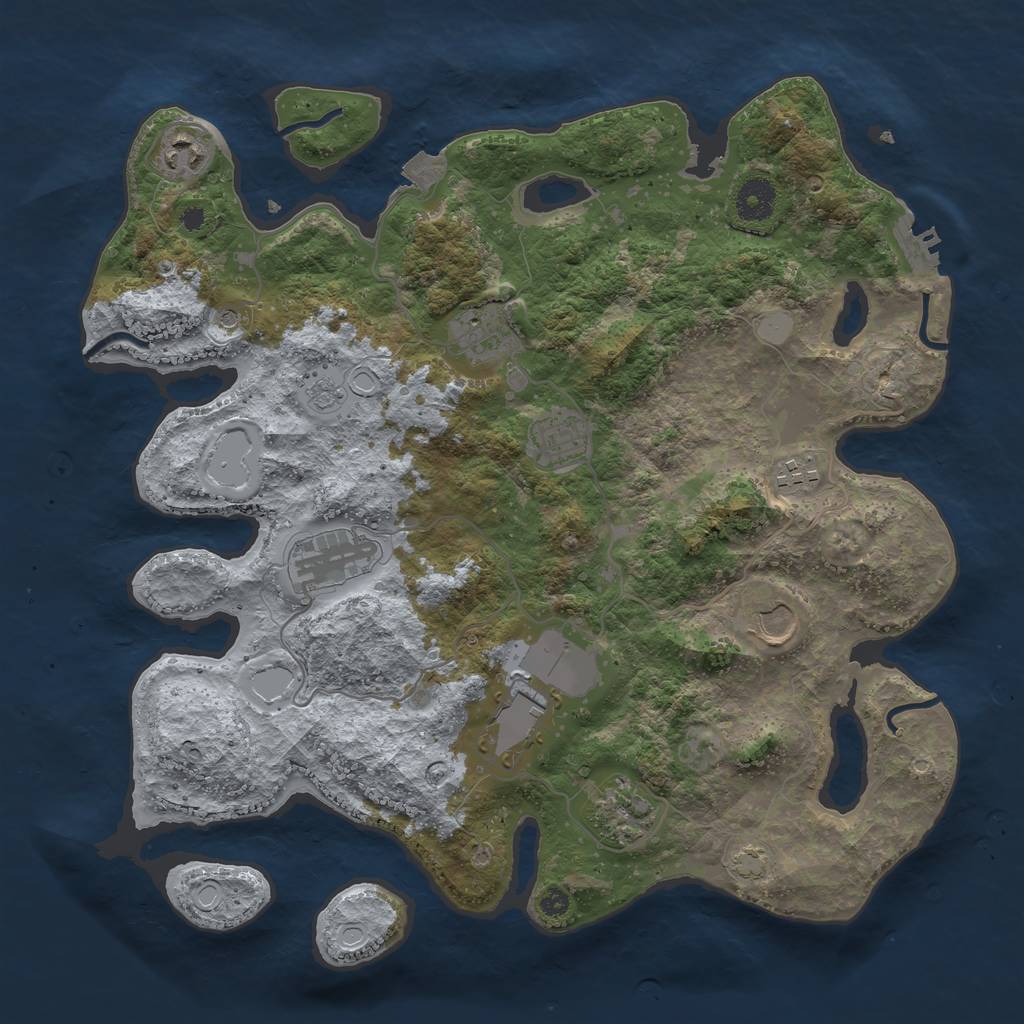 Rust Map: Procedural Map, Size: 3700, Seed: 881159837, 15 Monuments