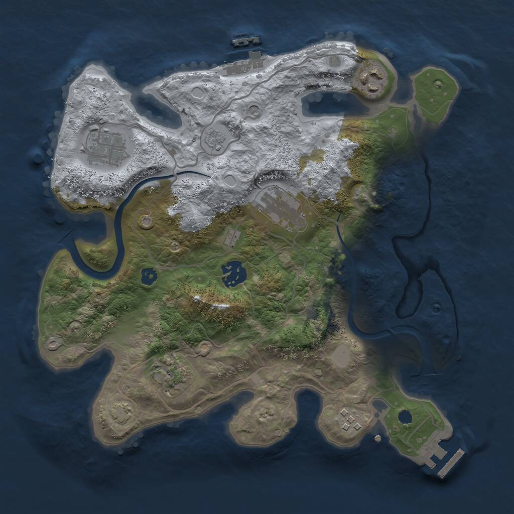 Rust Map: Procedural Map, Size: 3000, Seed: 32514654, 12 Monuments