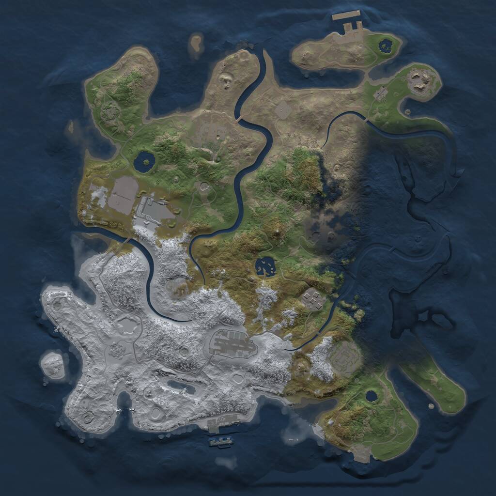 Rust Map: Procedural Map, Size: 3550, Seed: 78700743, 14 Monuments