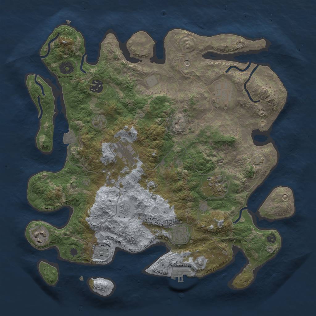 Rust Map: Procedural Map, Size: 3450, Seed: 43469685, 14 Monuments