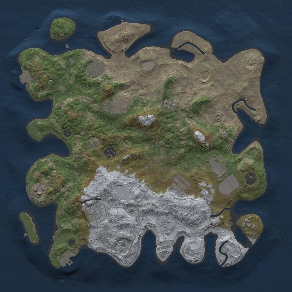 Rust Map: Procedural Map, Size: 3700, Seed: 8353879, 17 Monuments