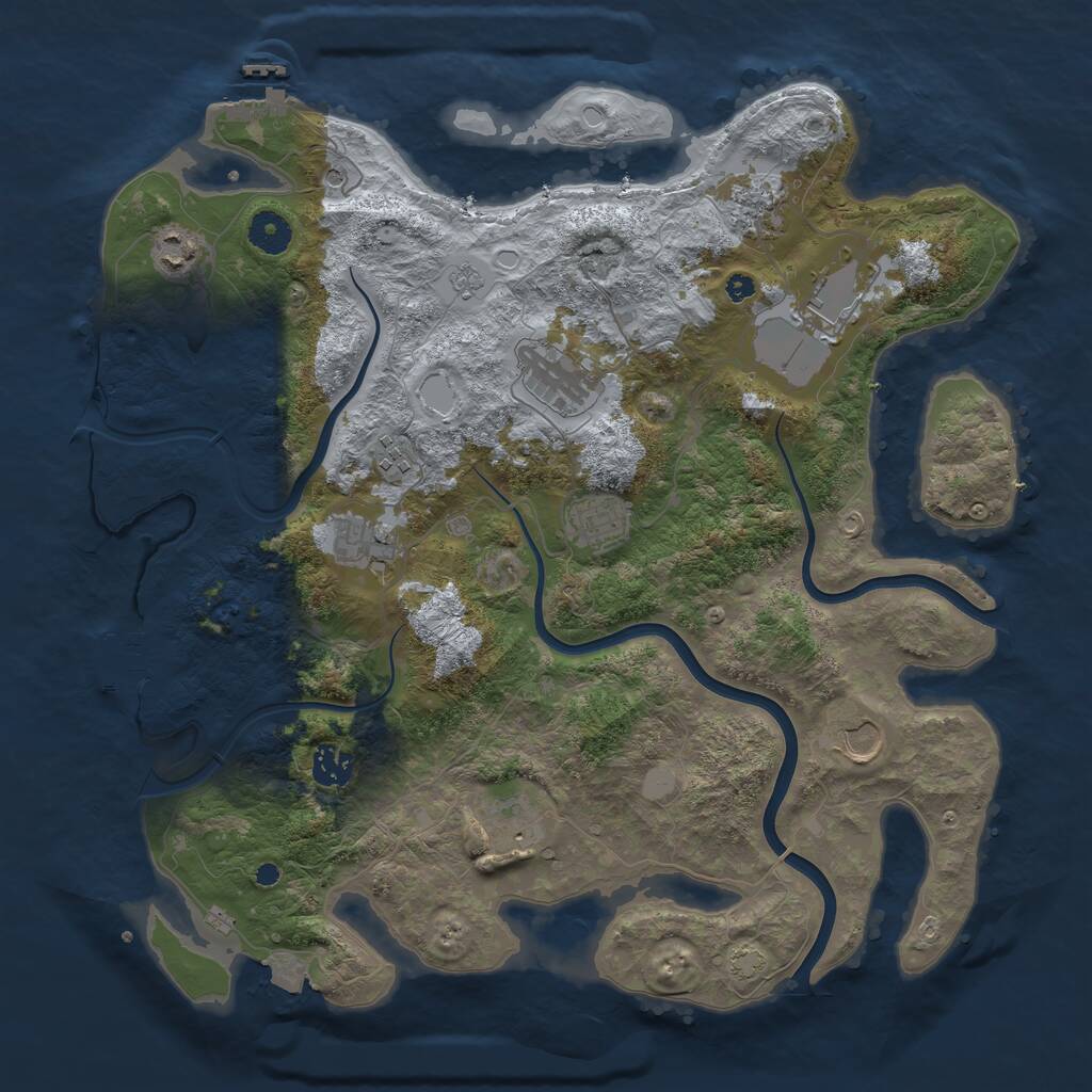 Rust Map: Procedural Map, Size: 3900, Seed: 88199512, 16 Monuments