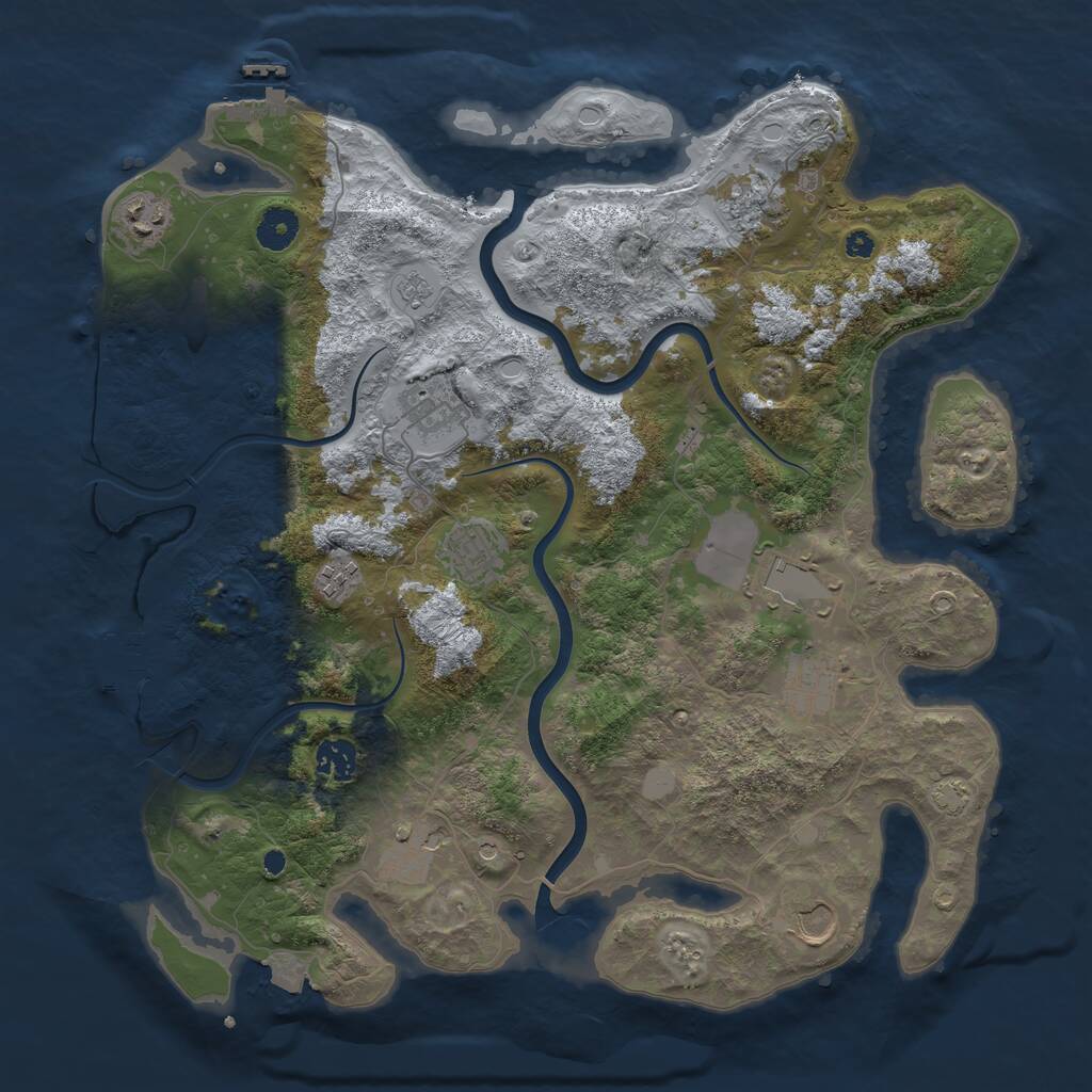 Rust Map: Procedural Map, Size: 3900, Seed: 88199512, 16 Monuments