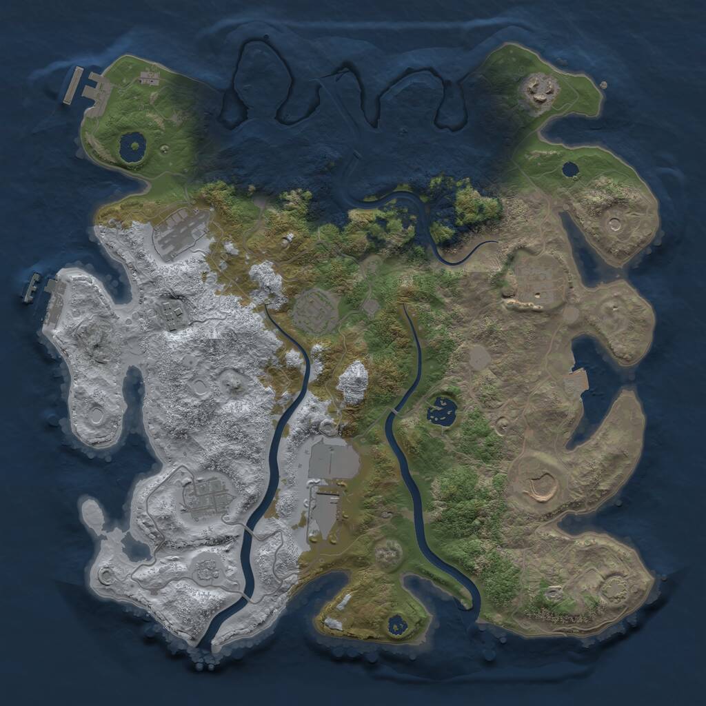 Rust Map: Procedural Map, Size: 3650, Seed: 81559270, 15 Monuments