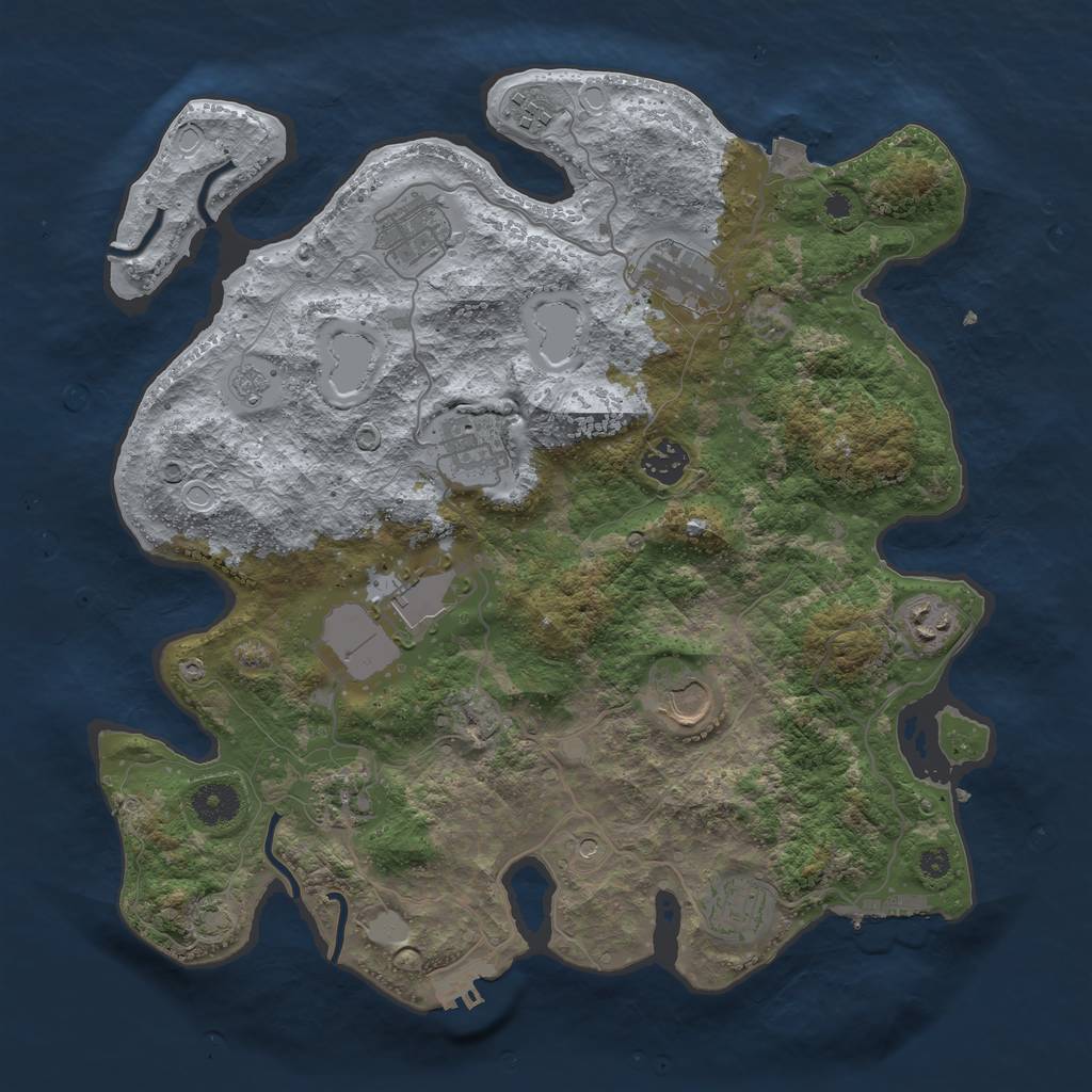 Rust Map: Procedural Map, Size: 3700, Seed: 43725600, 18 Monuments