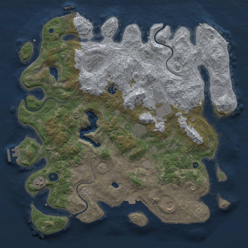 Rust Map: Procedural Map, Size: 4100, Seed: 47935829, 14 Monuments