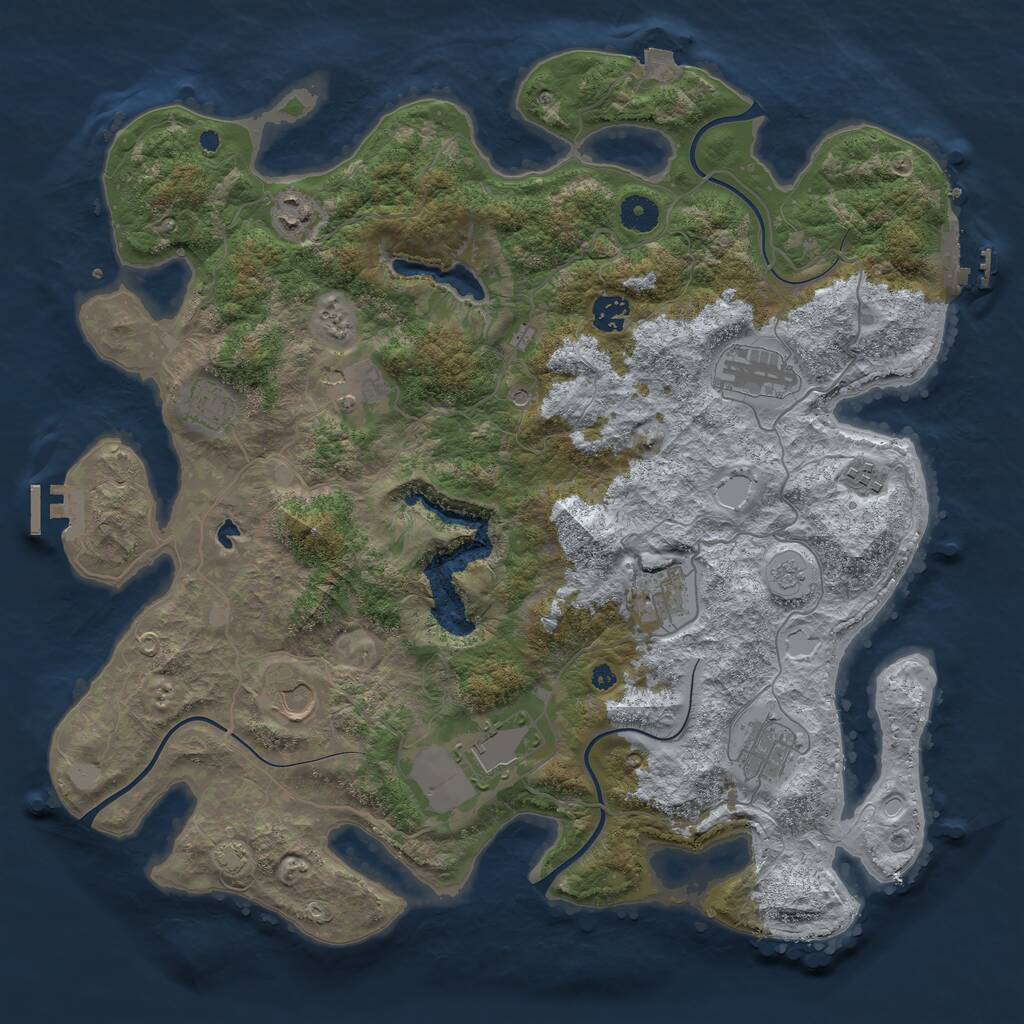 Rust Map: Procedural Map, Size: 4100, Seed: 31575724, 16 Monuments
