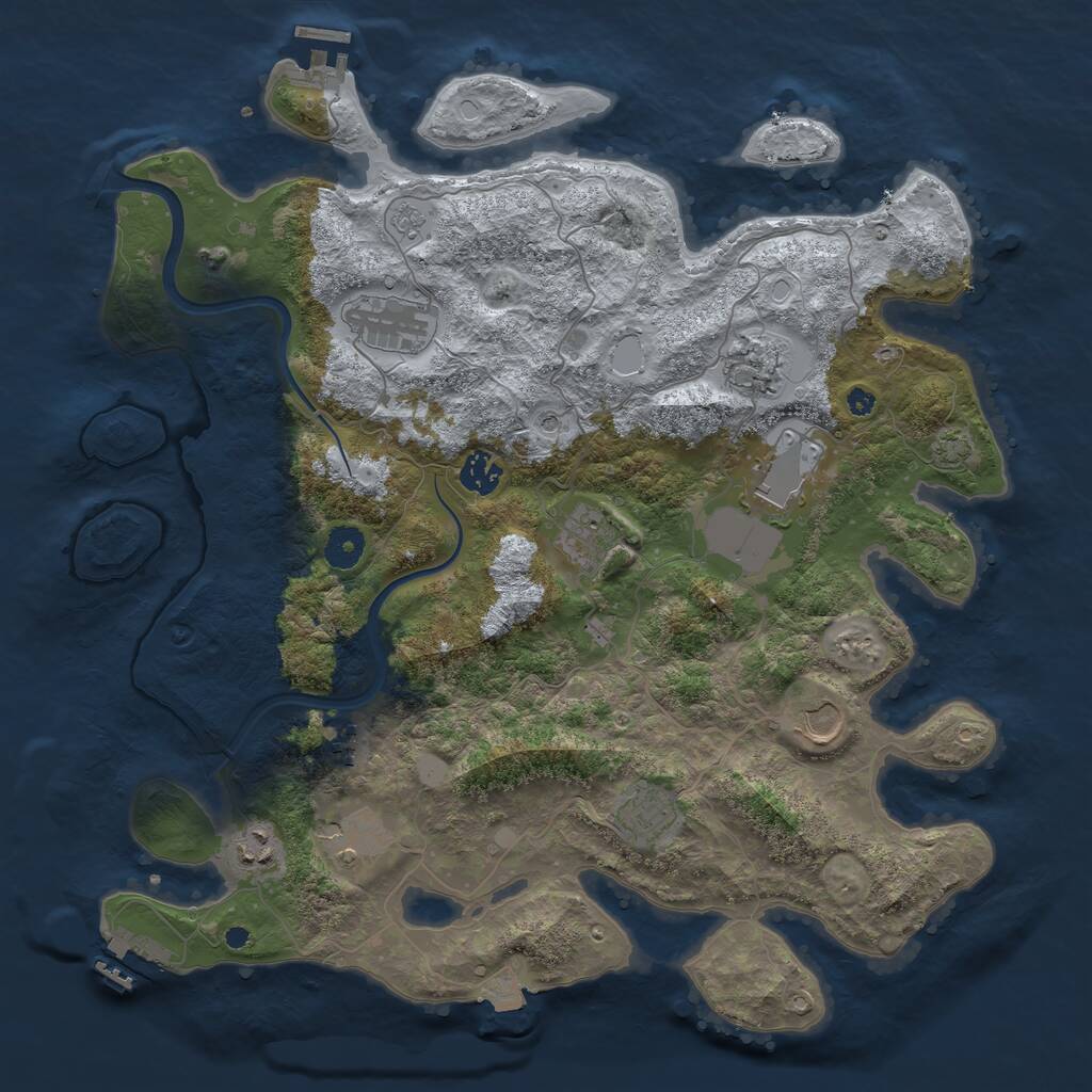 Rust Map: Procedural Map, Size: 3950, Seed: 21114513, 16 Monuments