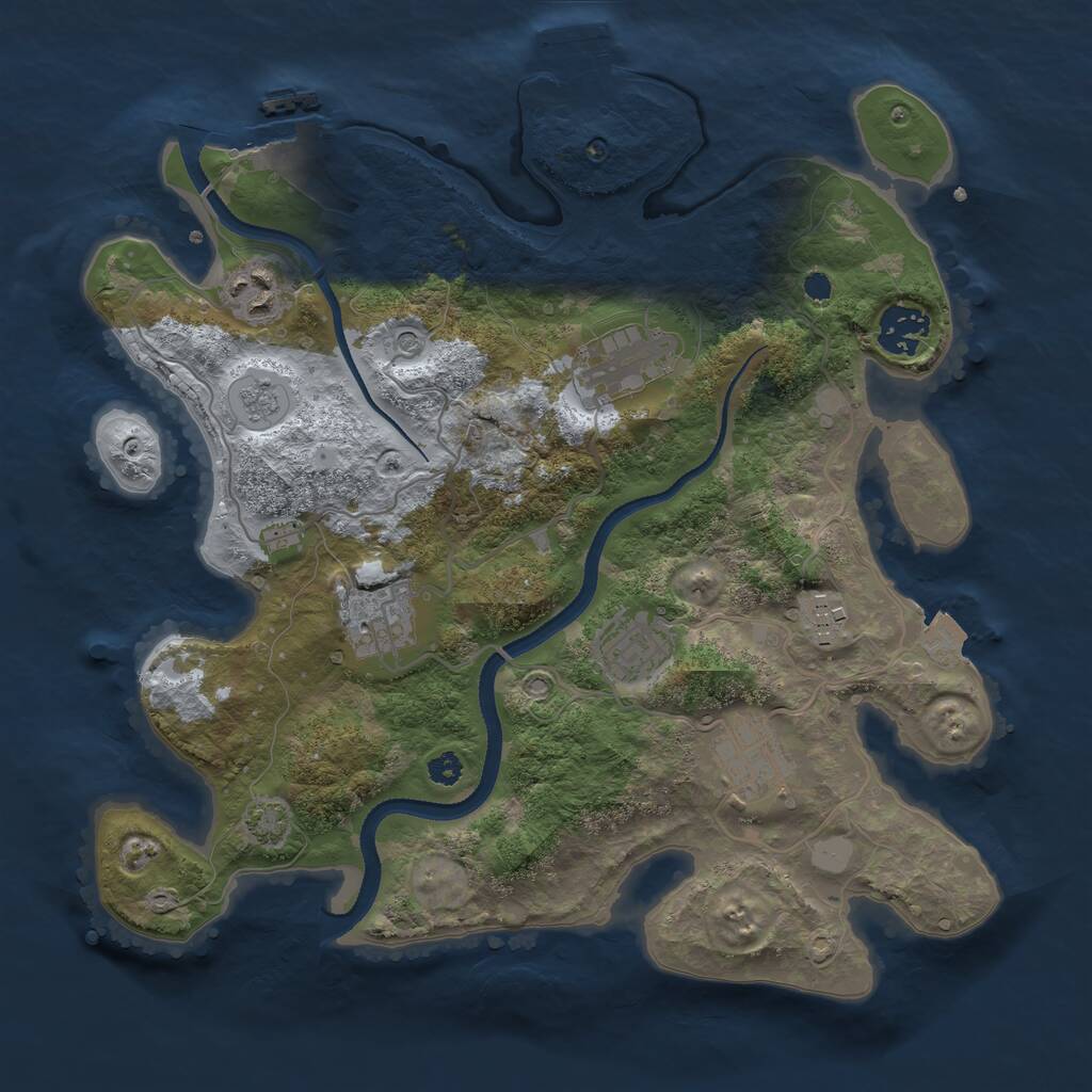 Rust Map: Procedural Map, Size: 3250, Seed: 322801928, 13 Monuments