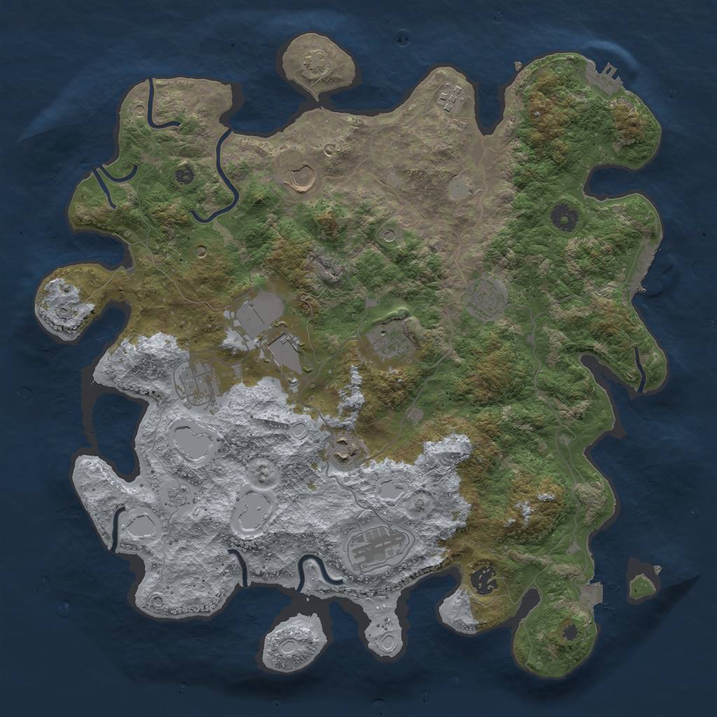 Rust Map: Procedural Map, Size: 3950, Seed: 92780317, 17 Monuments