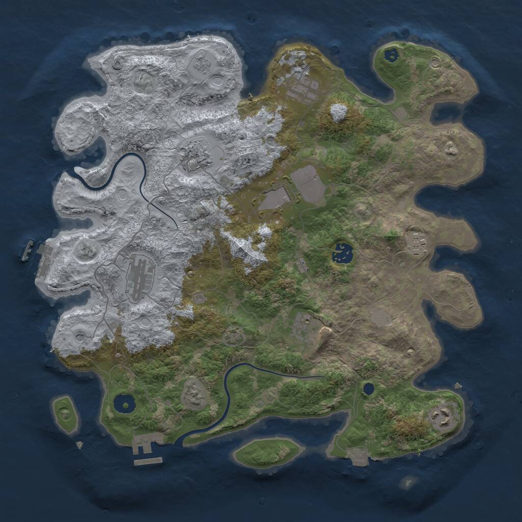 Rust Map: Procedural Map, Size: 3700, Seed: 53887397, 14 Monuments