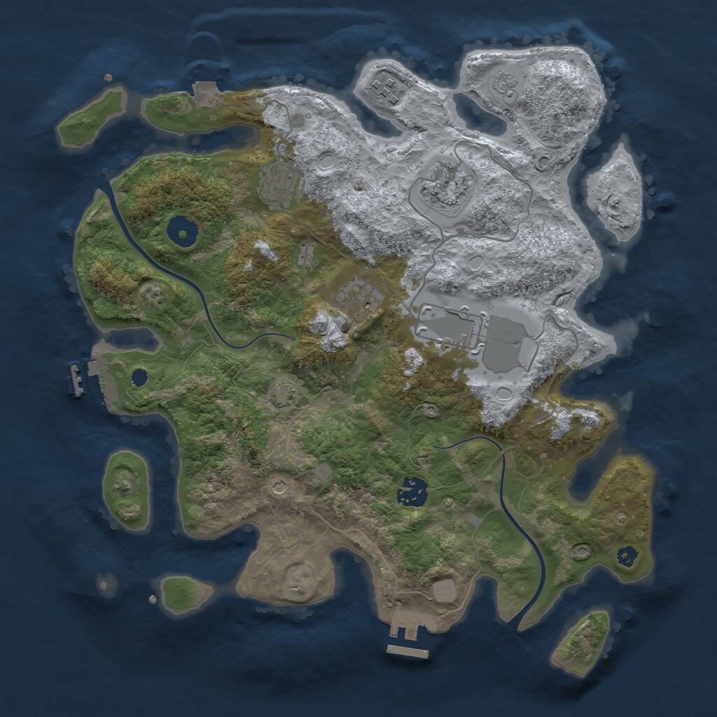 Rust Map: Procedural Map, Size: 3500, Seed: 113456789, 12 Monuments