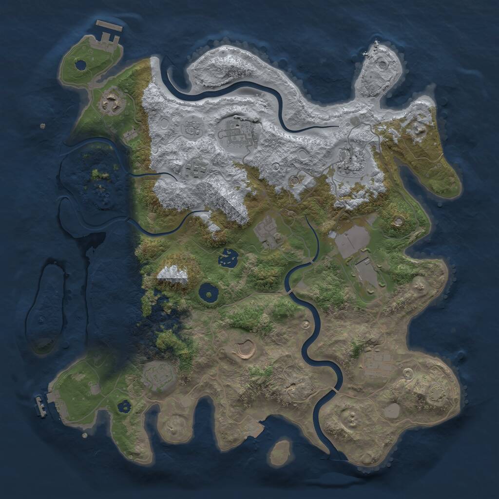 Rust Map: Procedural Map, Size: 3800, Seed: 99149095, 16 Monuments