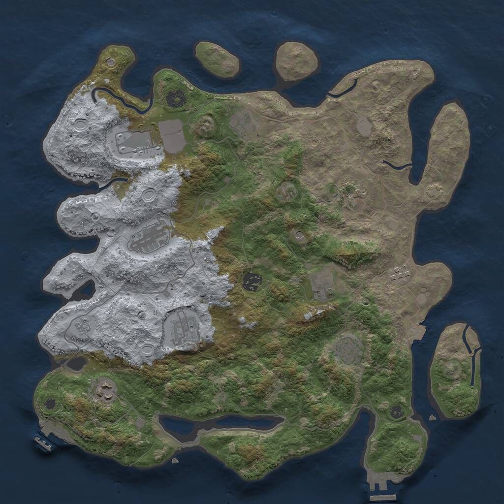 Rust Map: Procedural Map, Size: 3900, Seed: 59330257, 16 Monuments