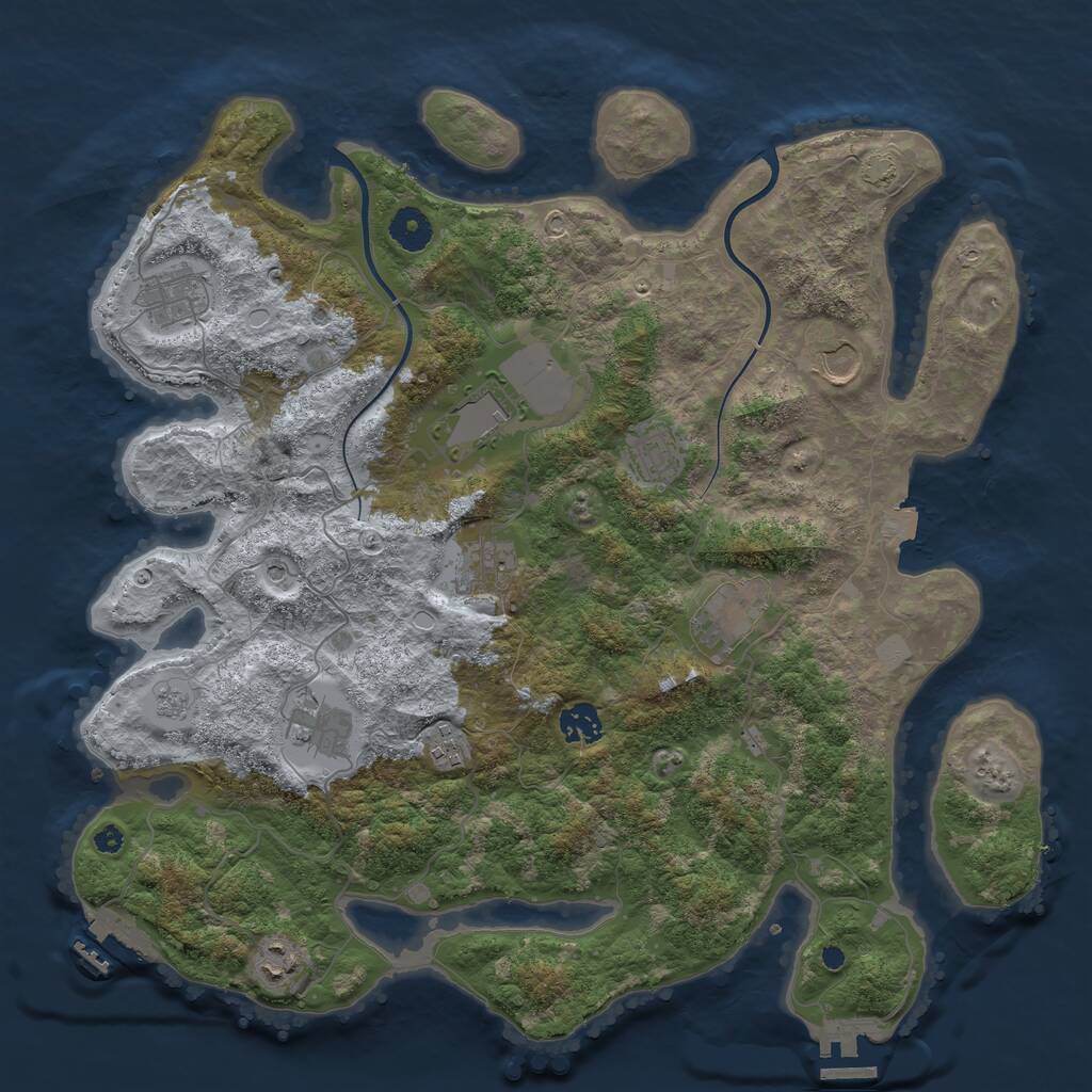 Rust Map: Procedural Map, Size: 3900, Seed: 59330257, 16 Monuments
