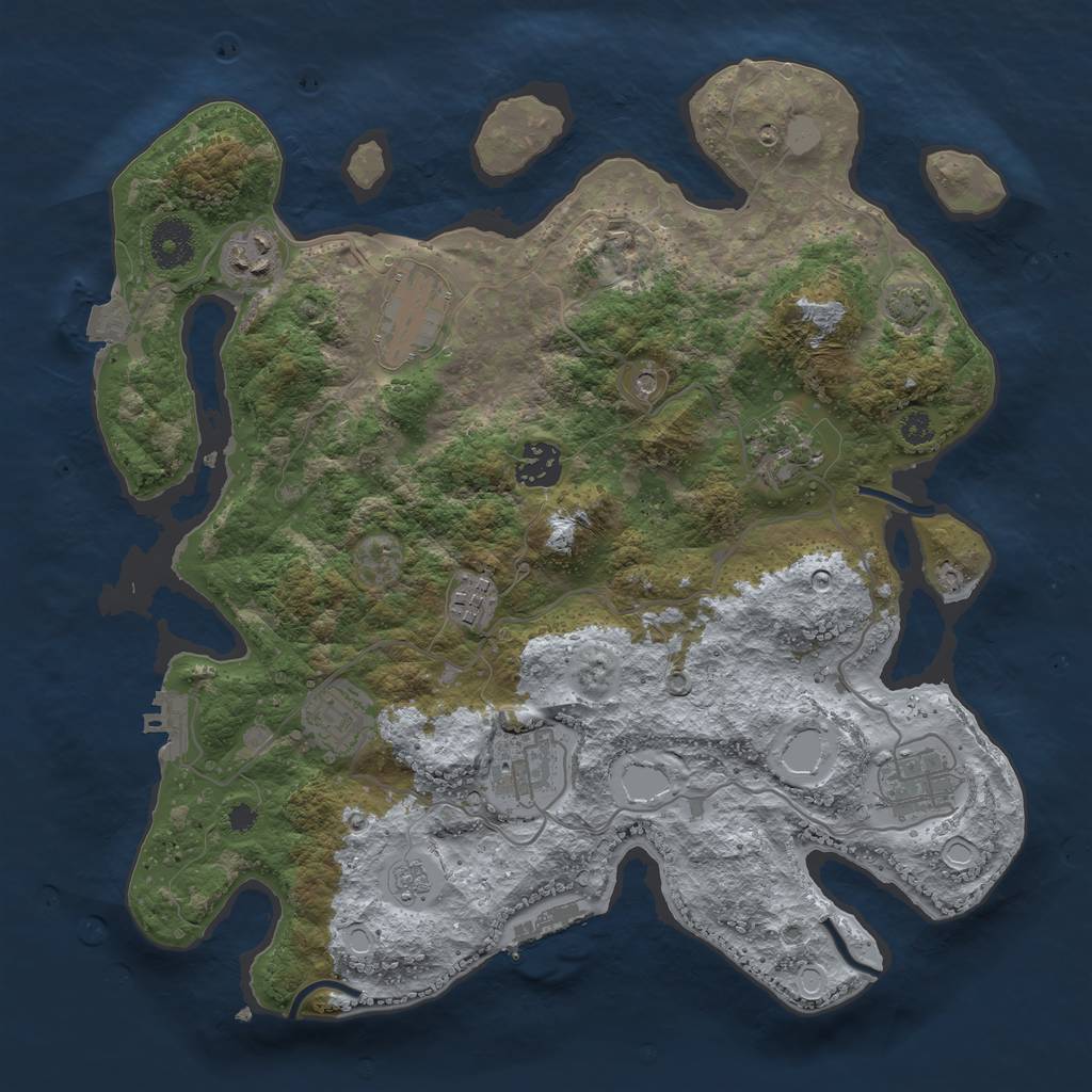 Rust Map: Procedural Map, Size: 3450, Seed: 50009497, 16 Monuments