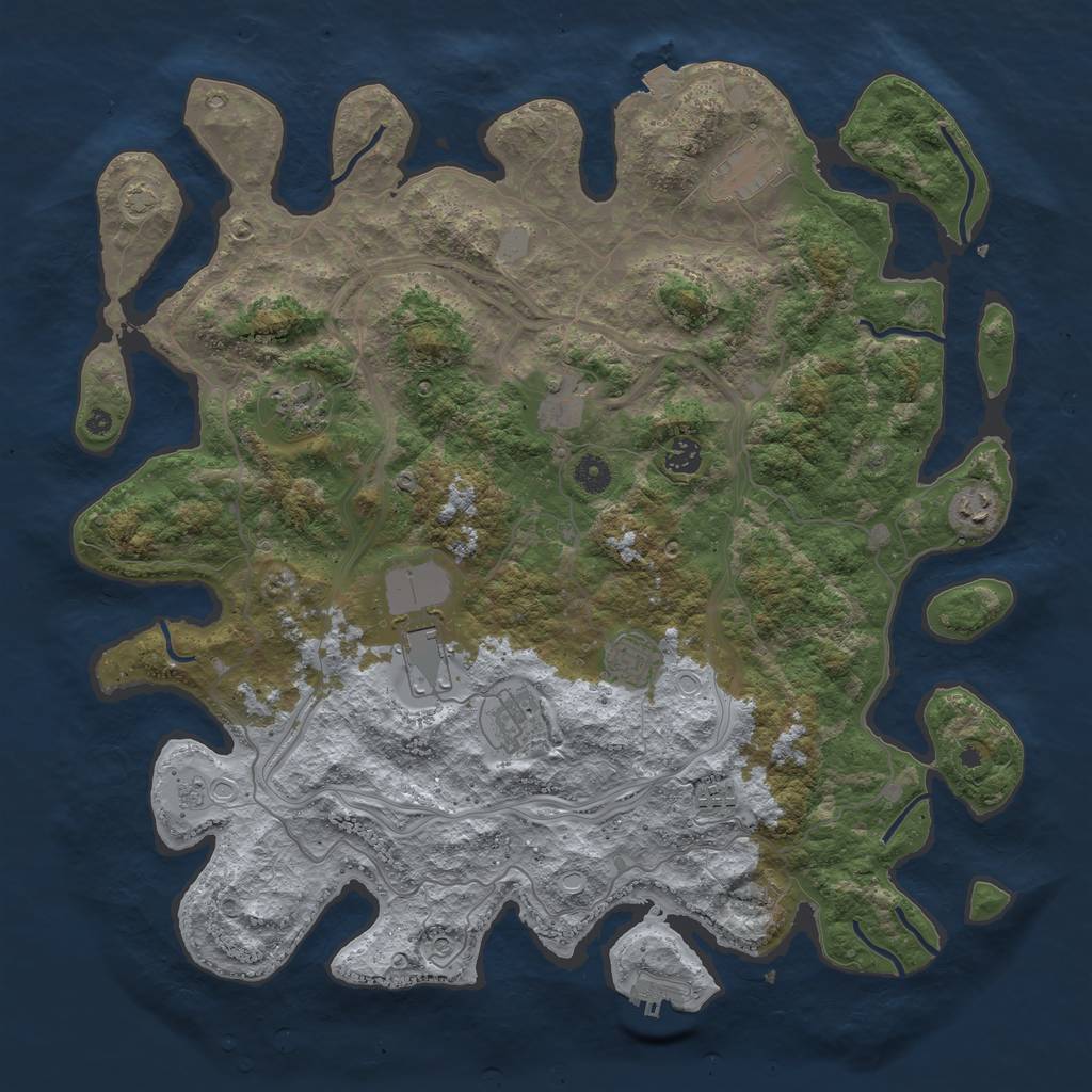 Rust Map: Procedural Map, Size: 4400, Seed: 99258216, 16 Monuments