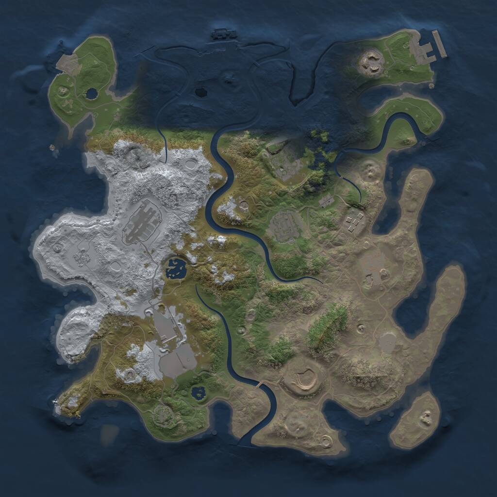 Rust Map: Procedural Map, Size: 3500, Seed: 37174778, 15 Monuments