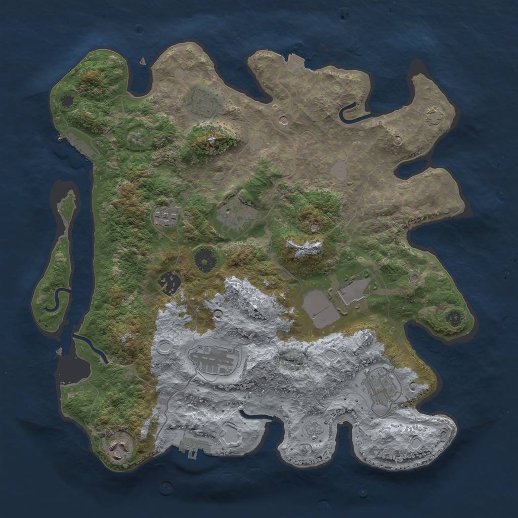 Rust Map: Procedural Map, Size: 3550, Seed: 82754579, 16 Monuments