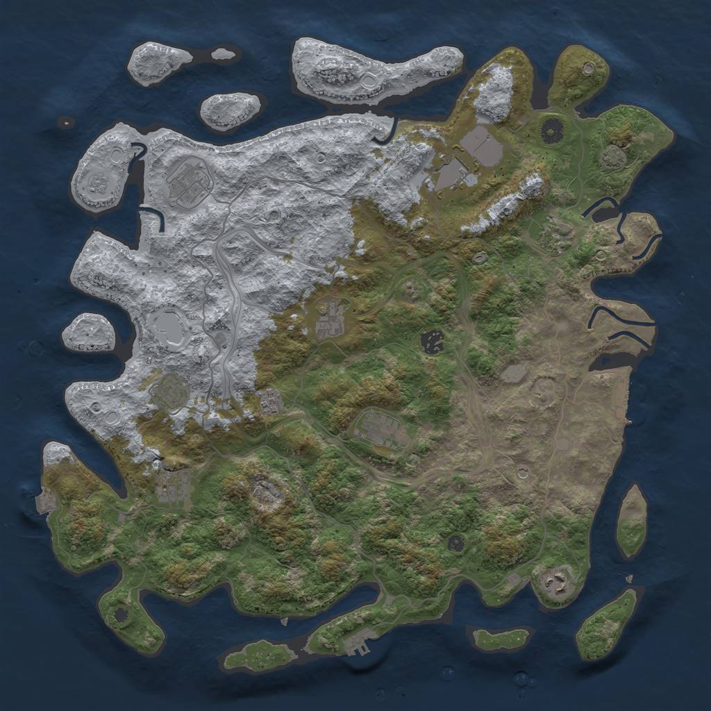 Rust Map: Procedural Map, Size: 4400, Seed: 49629702, 18 Monuments